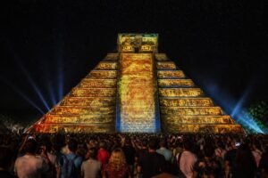 experience the enchanting chichen itza sound and light show, where history comes alive through mesmerizing lights and captivating storytelling under the stars.