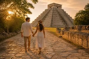 experience a romantic journey through the ancient wonders of chichen itza with our exclusive tour for couples. discover history, culture, and unforgettable moments together.