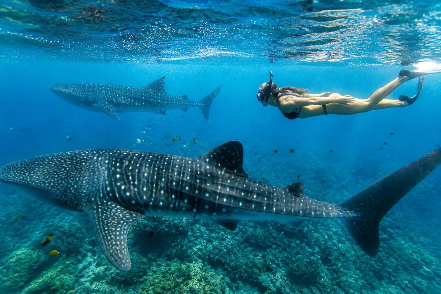 experience the unforgettable underwater adventure of swimming with majestic whale sharks in riviera maya. discover the beauty of these gentle giants in their natural habitat.